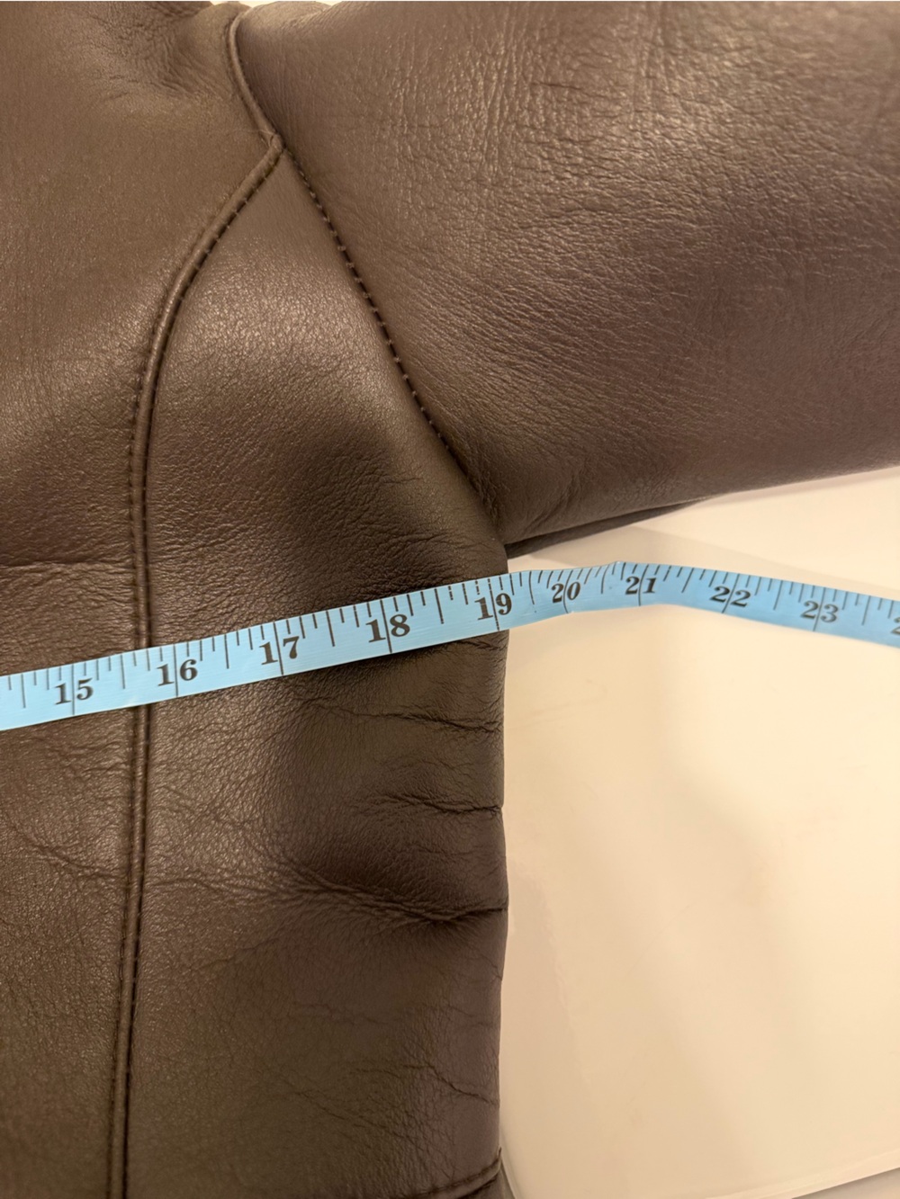 Shearling Leather Coat brown with silver trim penny lane - Picture 3 of 9